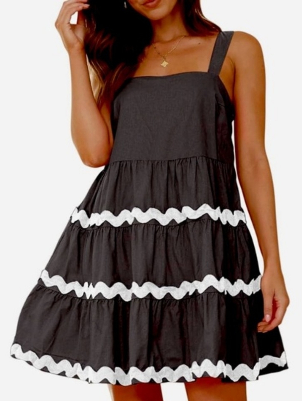 NWOT Black and White‎ Dress Sleeveless With Thick Straps Women’s Small